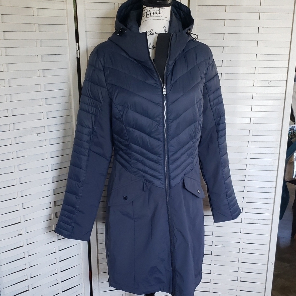 Pajar Canada Women's Navy Hooded Long Jacket Size M